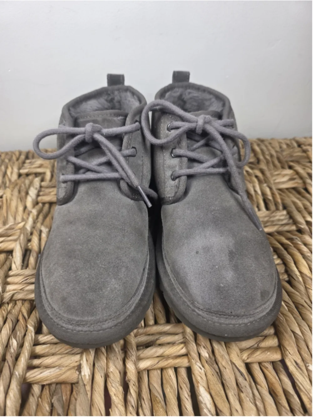 UGG Neumel 3236 Chukka Boots Mens 6 Womens 8 Charcoal Suede Shearling Lined